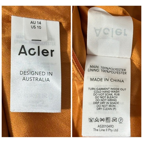 ACLER Addison Deep V Neck Pleated Minidress in Tumeric Size 10 Cape Sleeves - Picture 15 of 16